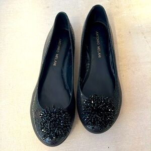 Antonio Melani black loafers with decorative jewels on the toes 7